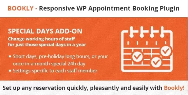 Bookly Special Days Add-on Plugin Wordpress Bản Quyền Bookly Special Days Add-on Plugin Wordpress Bản Quyền