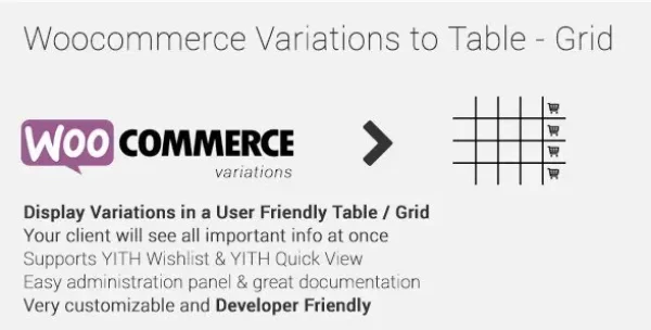 Woocommerce Variations To Table – Grid Woocommerce Variations To Table – Grid