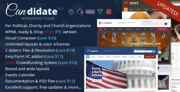 Candidate - Political/Nonprofit/Church WordPress Theme
